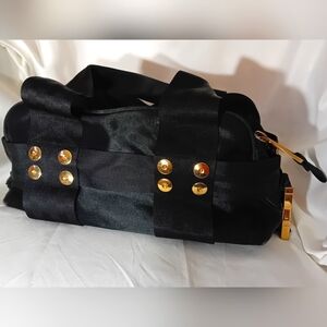 Vintage Juicy Couture Black Seatbelt Handbag with Gold Accents*